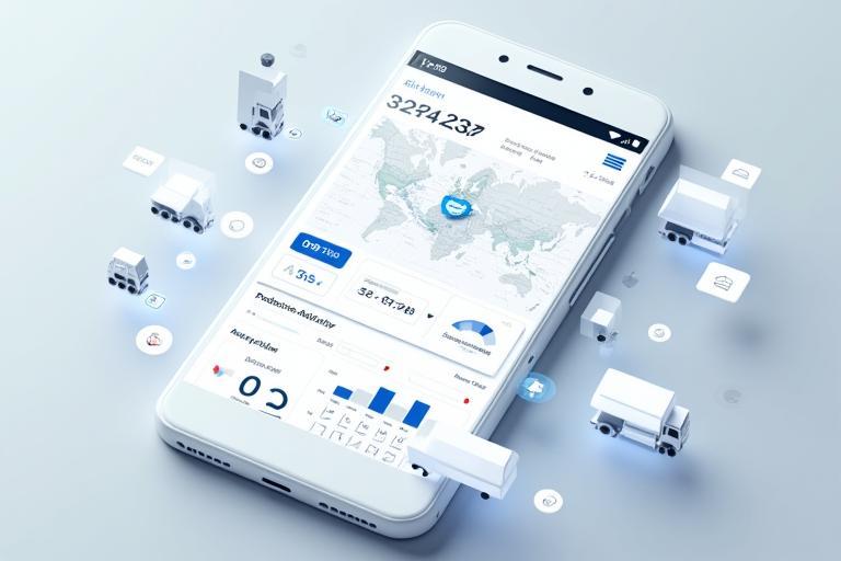 Screenshot of a logistics fleet management mobile application dashboard showing real-time tracking and data
